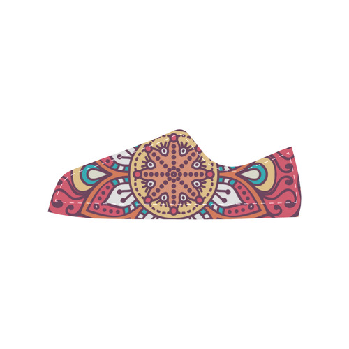 Red Bohemian Mandala Design Women's Classic Canvas Shoes (Model 018)