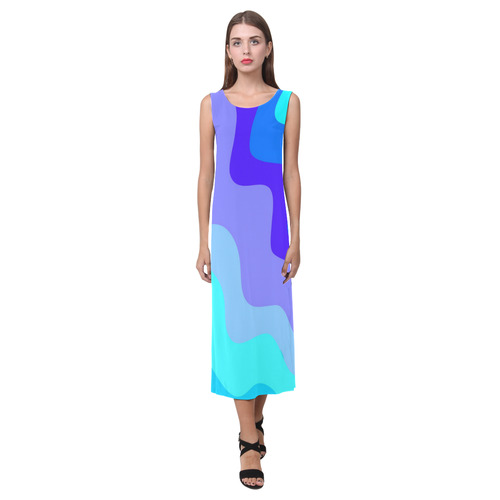 Blue Waves. Inspired by the Magic Island of Gotland. Phaedra Sleeveless Open Fork Long Dress (Model D08)