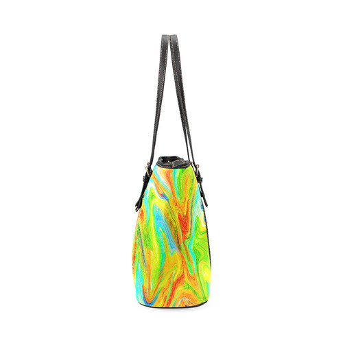 Happy Multicolor Painting Leather Tote Bag/Large (Model 1640)