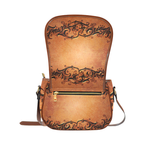 Decorative vintage design and floral elements Saddle Bag/Small (Model 1649) Full Customization