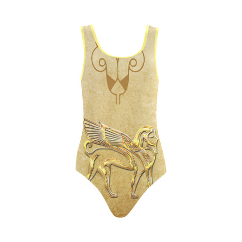 Wonderful egyptian sign in gold Vest One Piece Swimsuit (Model S04)