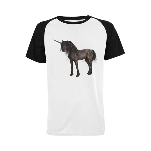 Dreamy Unicorn with brown grunge background Men's Raglan T-shirt (USA Size) (Model T11)