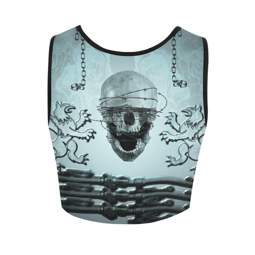 Scary skull with lion Women's Crop Top (Model T42)