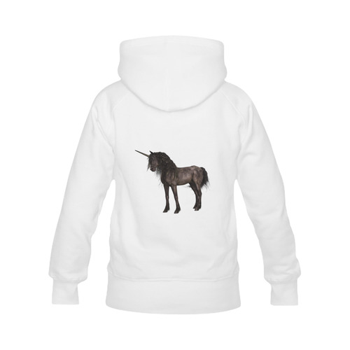 Dreamy Unicorn with brown grunge background Women's Classic Hoodies (Model H07)