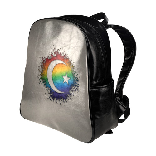 Rainbow Star and Crescent Multi-Pockets Backpack (Model 1636)