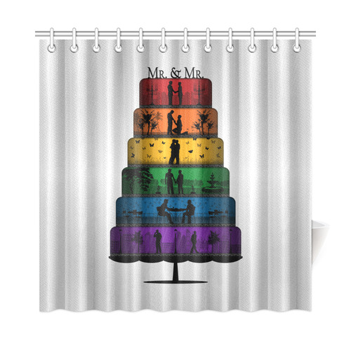 Gay Pride Wedding Cake Shower Curtain 72"x72"