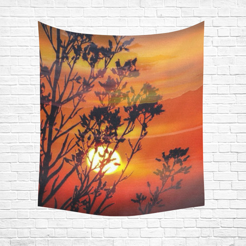 red sunset Cotton Linen Wall Tapestry 51"x 60"