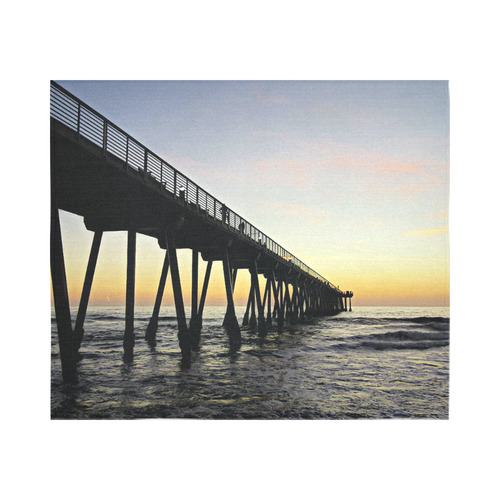 meet at the pier, yellow sunset Cotton Linen Wall Tapestry 60"x 51"