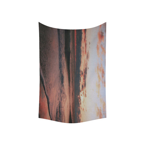 Stunning sunset on the beach 1 Cotton Linen Wall Tapestry 60"x 40"