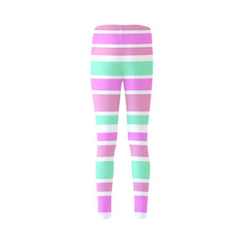 Pink Green Stripes Pattern Cassandra Women's Leggings (Model L01)