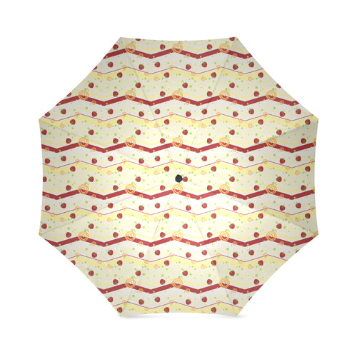 Summer Strawberry Swirl Chevron Pattern Foldable Umbrella (Model U01)