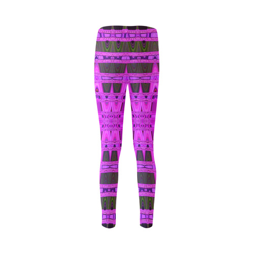 Bright Pink Black Abstract Pattern Cassandra Women's Leggings (Model L01)