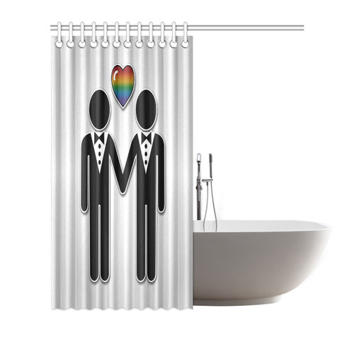 Silhouette Groom and Groom - Tall Shower Curtain 72"x72"