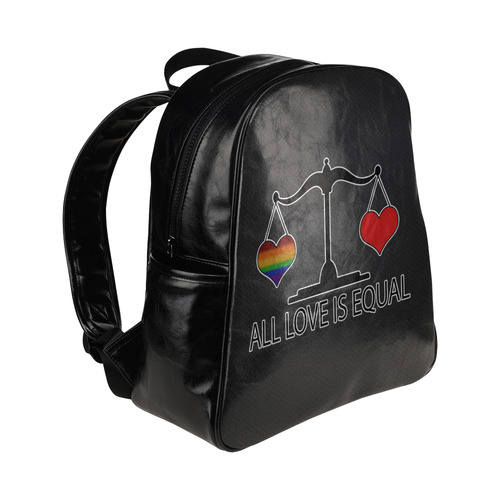 All Love is Equal with Rainbow Heart Multi-Pockets Backpack (Model 1636)