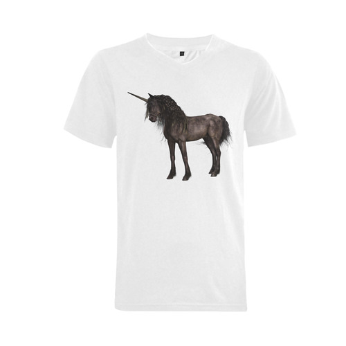 Dreamy Unicorn with brown grunge background Men's V-Neck T-shirt (USA Size) (Model T10)