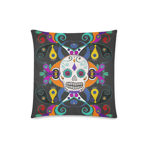 Día De Los Muertos Skull Ornaments Custom Zippered Pillow Case 18"x18"(Twin Sides)