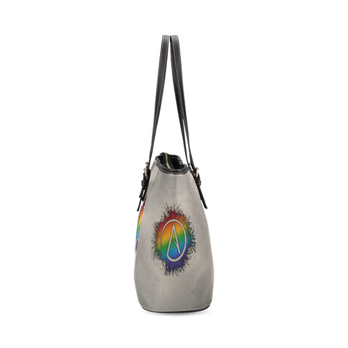 Rainbow Atheist Symbol Leather Tote Bag/Large (Model 1640)