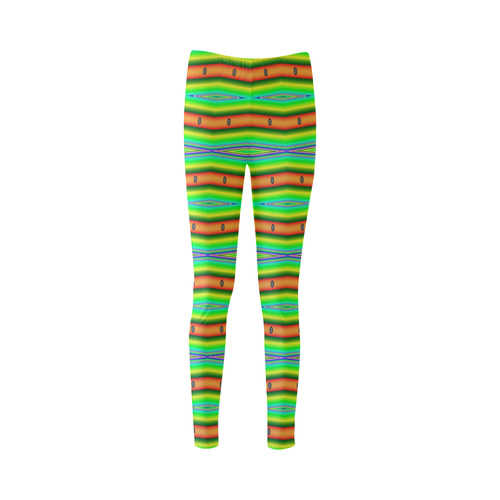 Bright Green Orange Stripes Pattern Abstract Cassandra Women's Leggings (Model L01)