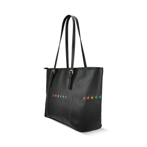 Rainbow Stars Leather Tote Bag/Large (Model 1640)