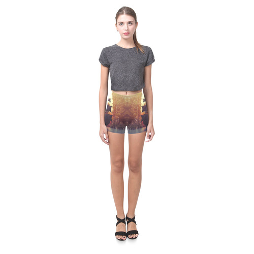 2 A pirate ship off an island at a sunset Briseis Skinny Shorts (Model L04)