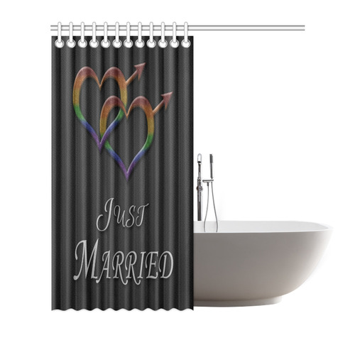 Just Married Gay Pride Shower Curtain 72"x72"