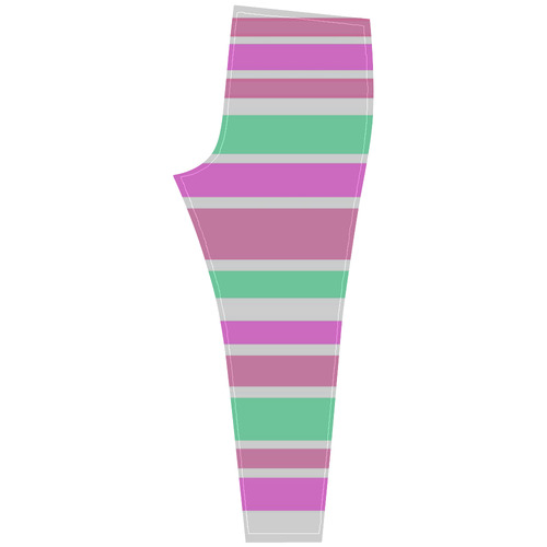 Pink Green Stripes Pattern Cassandra Women's Leggings (Model L01)