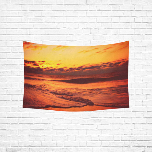 Stunning sunset on the beach 2 Cotton Linen Wall Tapestry 60"x 40"