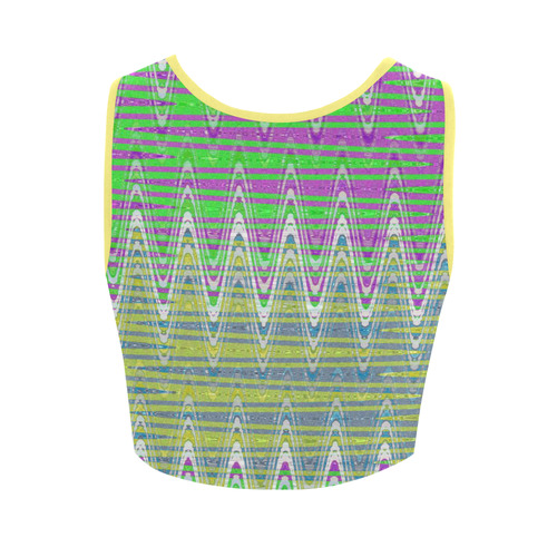 Colorful Pastel Zigzag Waves Pattern Women's Crop Top (Model T42)