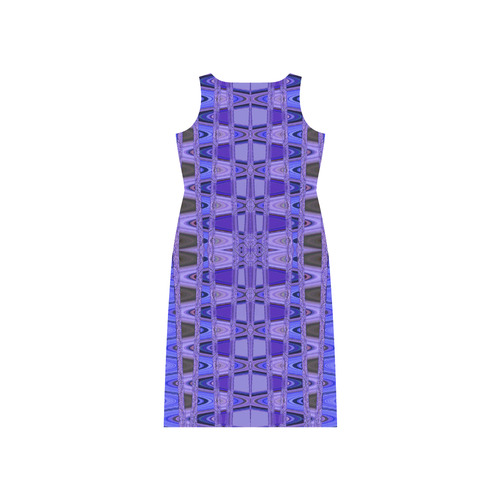 Blue Black Abstract Pattern Phaedra Sleeveless Open Fork Long Dress (Model D08)