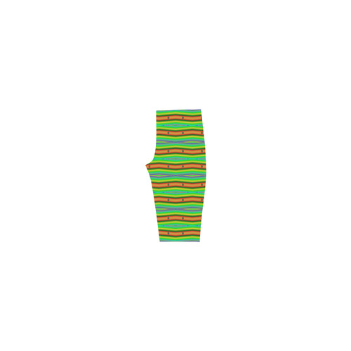 Bright Green Orange Stripes Pattern Abstract Hestia Cropped Leggings (Model L03)