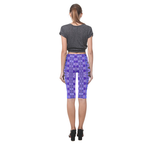 Blue Black Abstract Pattern Hestia Cropped Leggings (Model L03)