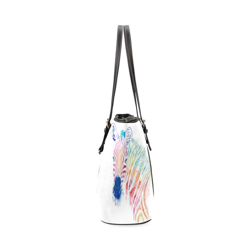 rainbow zebra Leather Tote Bag/Large (Model 1640)