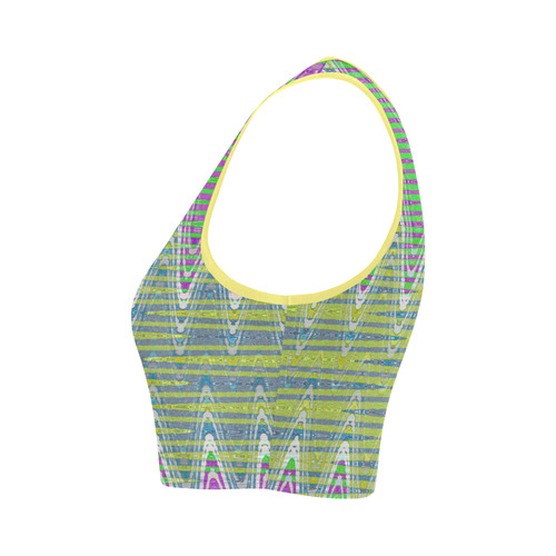 Colorful Pastel Zigzag Waves Pattern Women's Crop Top (Model T42)