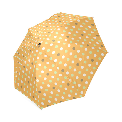 Orange With Green Dots Pattern Foldable Umbrella (Model U01)