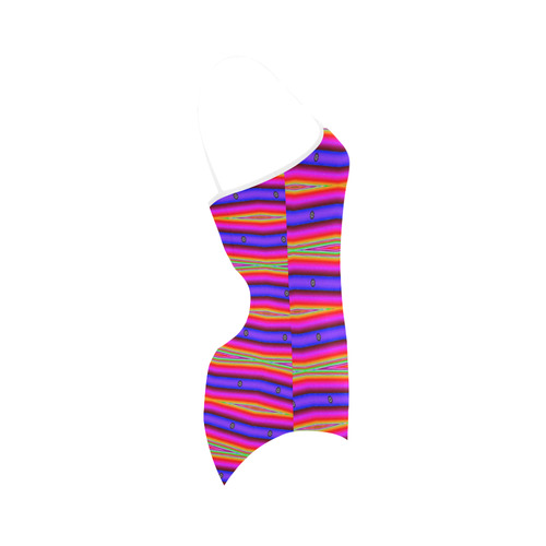 Bright Pink Purple Stripe Abstract Strap Swimsuit ( Model S05)