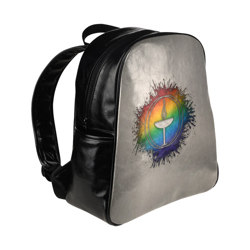 Rainbow Unitarian Universalism Symbol Multi-Pockets Backpack (Model 1636)