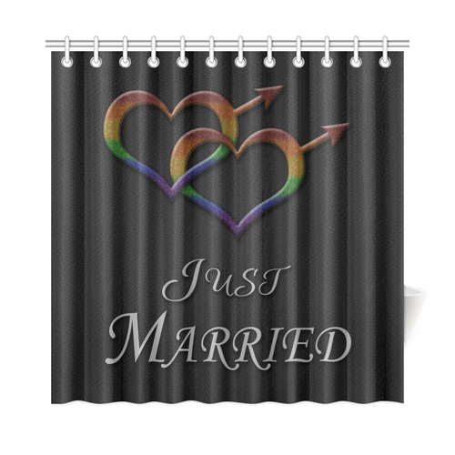 Just Married Gay Pride Shower Curtain 72"x72"