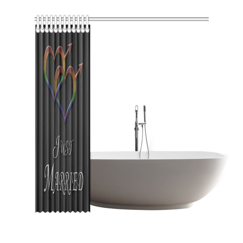 Just Married Gay Pride Shower Curtain 72"x72"