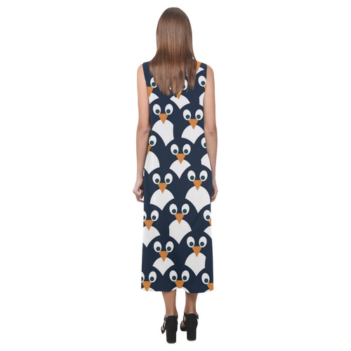 Penguin Pattern Phaedra Sleeveless Open Fork Long Dress (Model D08)