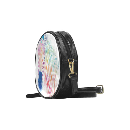 rainbow zebra Round Sling Bag (Model 1647)