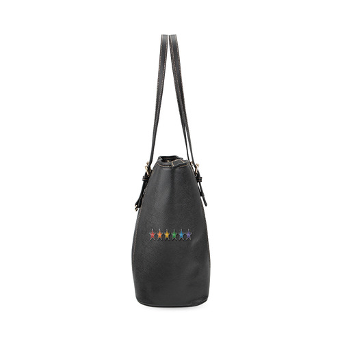 Rainbow Stars Leather Tote Bag/Large (Model 1640)