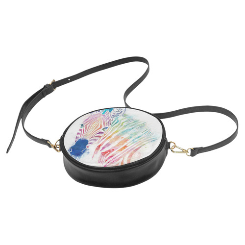 rainbow zebra Round Sling Bag (Model 1647)