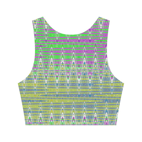 Colorful Pastel Zigzag Waves Pattern Women's Crop Top (Model T42)
