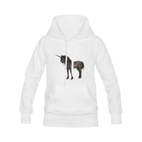 Dreamy Unicorn with brown grunge background Women's Classic Hoodies (Model H07)