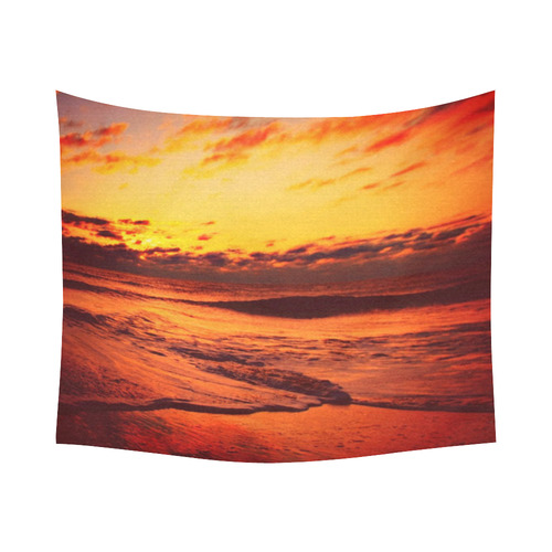 Stunning sunset on the beach 2 Cotton Linen Wall Tapestry 60"x 51"