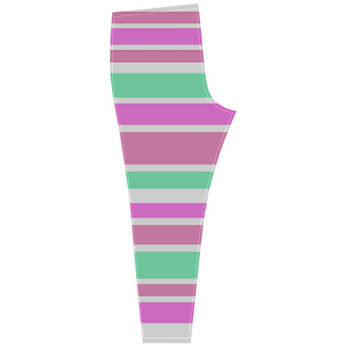 Pink Green Stripes Pattern Cassandra Women's Leggings (Model L01)