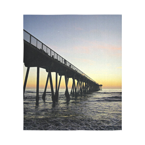 meet at the pier, yellow sunset Cotton Linen Wall Tapestry 51"x 60"
