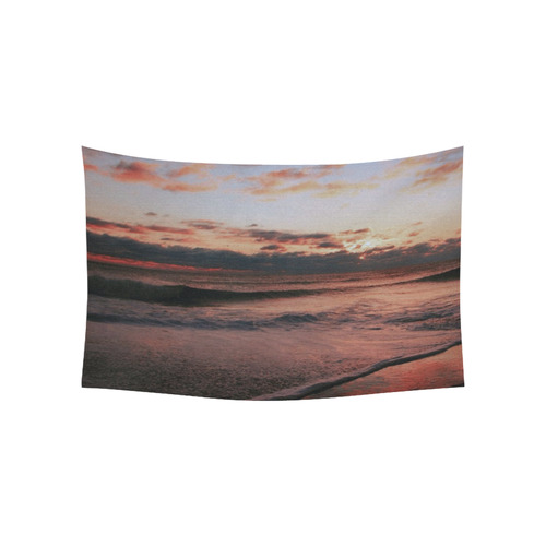 Stunning sunset on the beach 1 Cotton Linen Wall Tapestry 60"x 40"