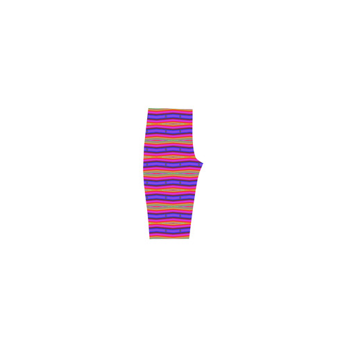 Bright Pink Purple Stripe Abstract Hestia Cropped Leggings (Model L03)