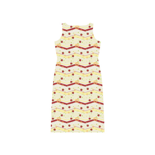 Summer Strawberry Swirl Chevron Pattern Phaedra Sleeveless Open Fork Long Dress (Model D08)